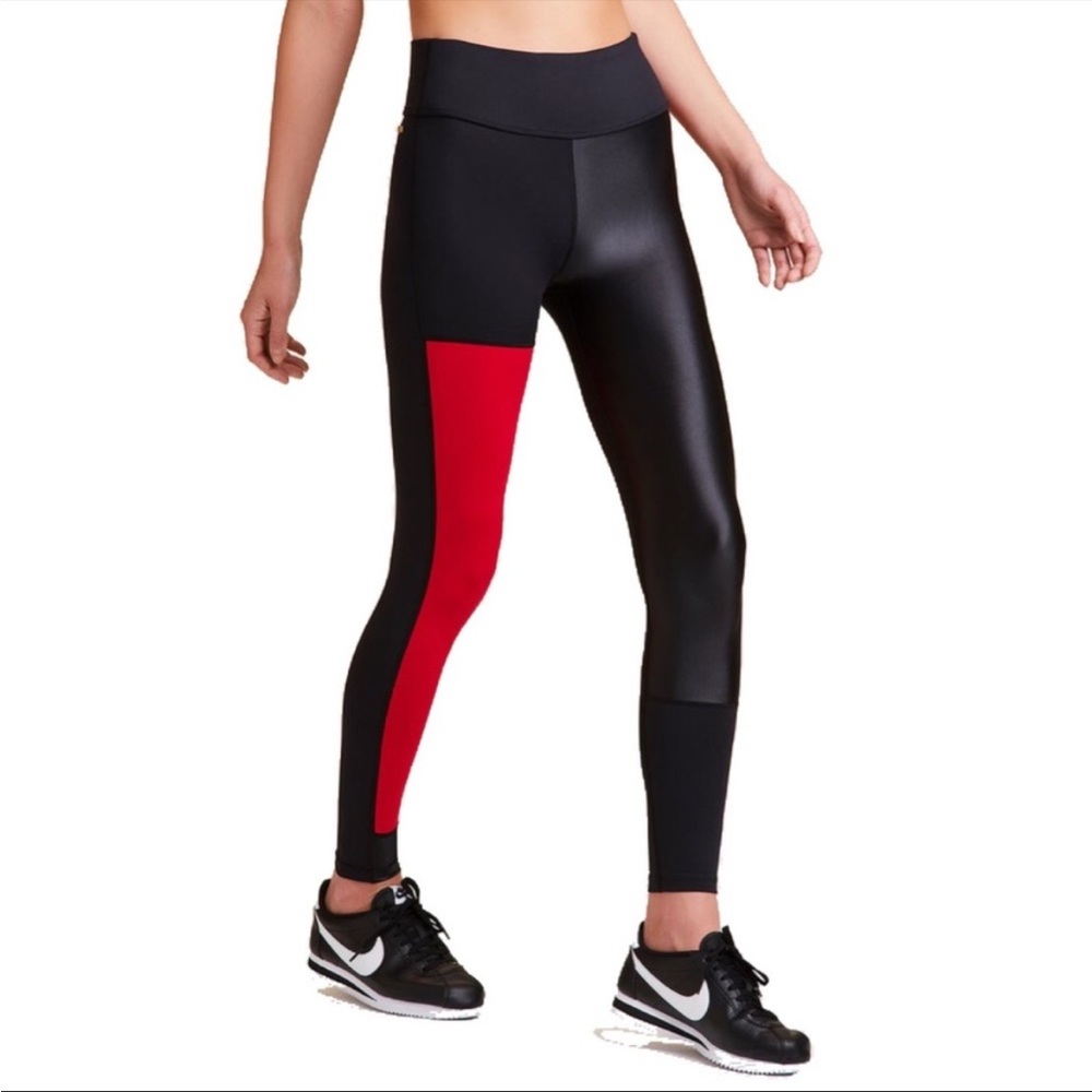 Alala Patchwork Tight - Size Small- Black/Crimson - image 1